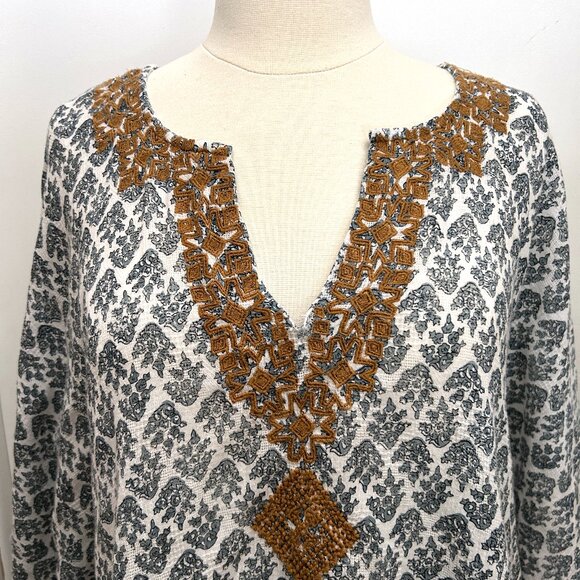 J. Jill Tops - J Jill Blue White Embroidered Poncho Swim Coverup Boho Coastal Resort S-L